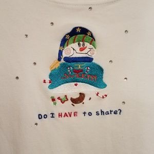 Quacker Factory 3x Snowman and Cookies Tee